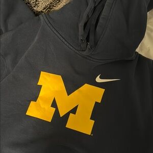 Nike Black Hoodie with Yellow M and White Swoosh